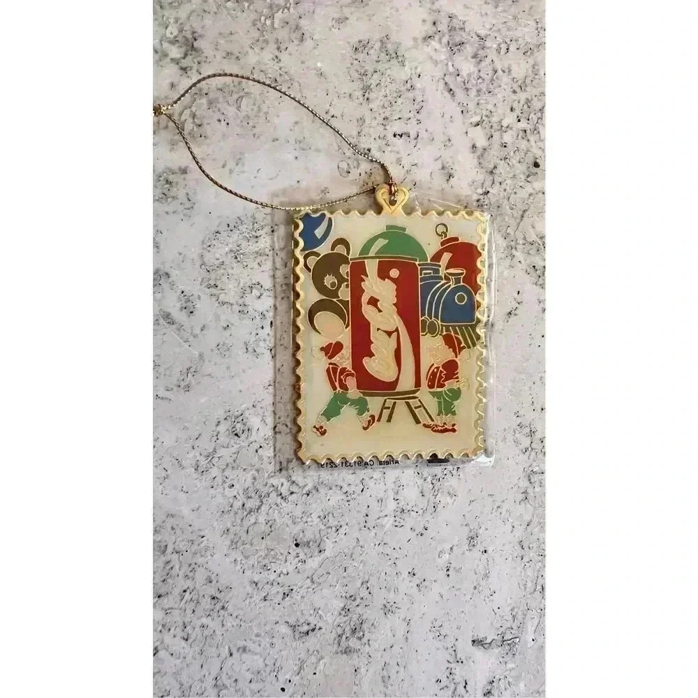 Vintage Coca-Cola Gold‎ Plated Postage Stamp Christmas Ornaments Limited Edition